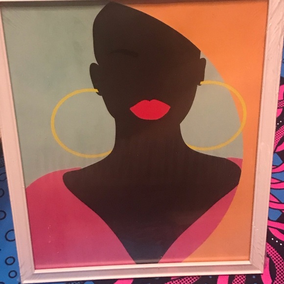 Bald Bold Black Beauty Lips Hoop Earring Wall Art - Picture 8 of 11